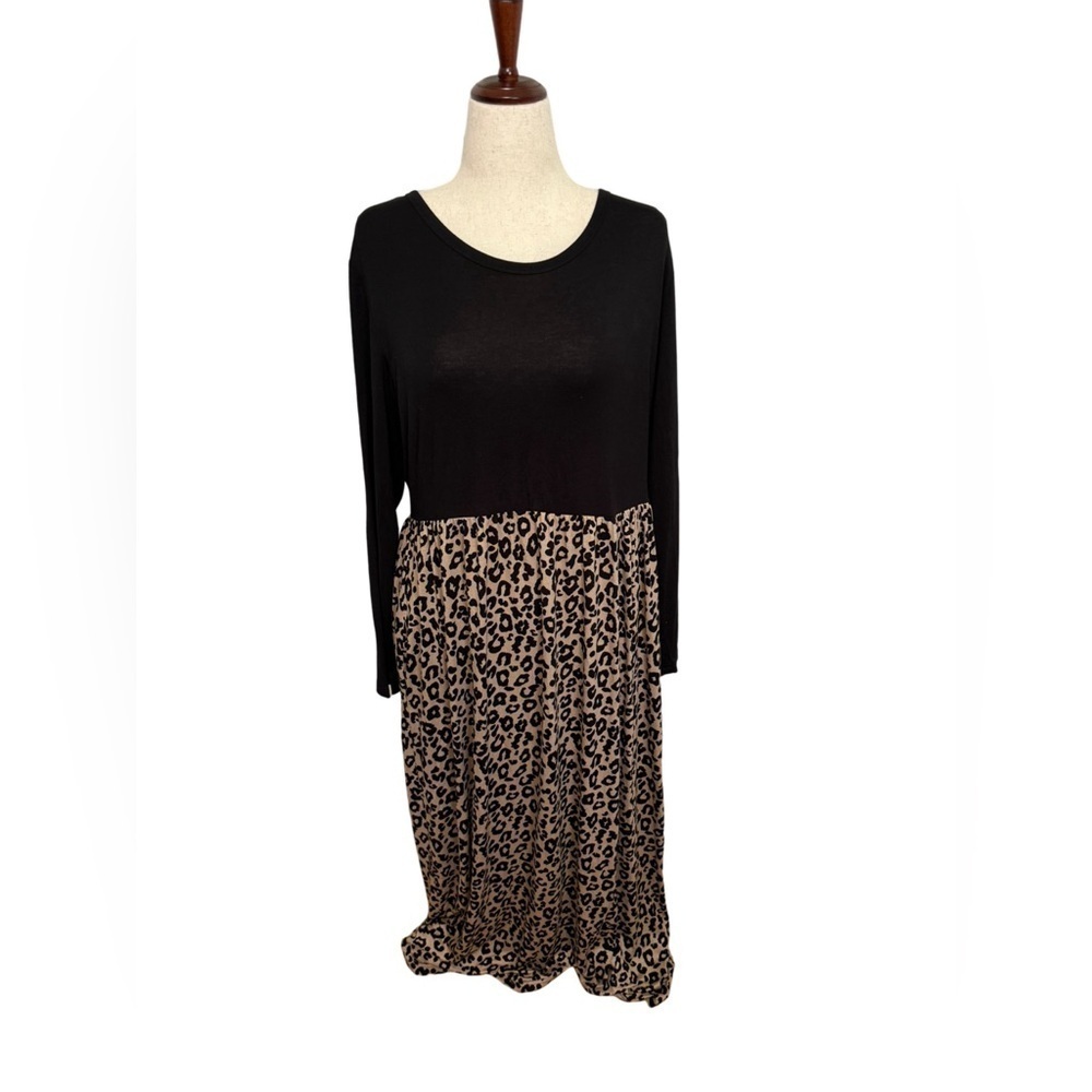 BUNDLE ITEM 3 for $25 Deal Black Long Sleeve Empire Waist Cheetah Maxi Dress